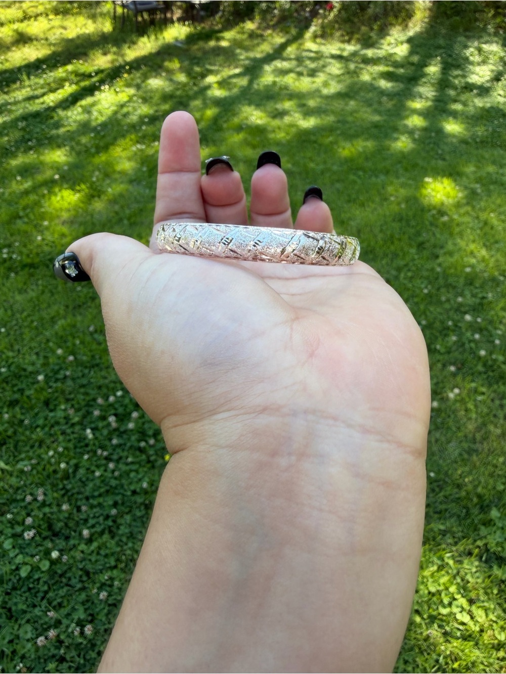México 925 Sterling Silver Textured Bangle Bracelet View 4